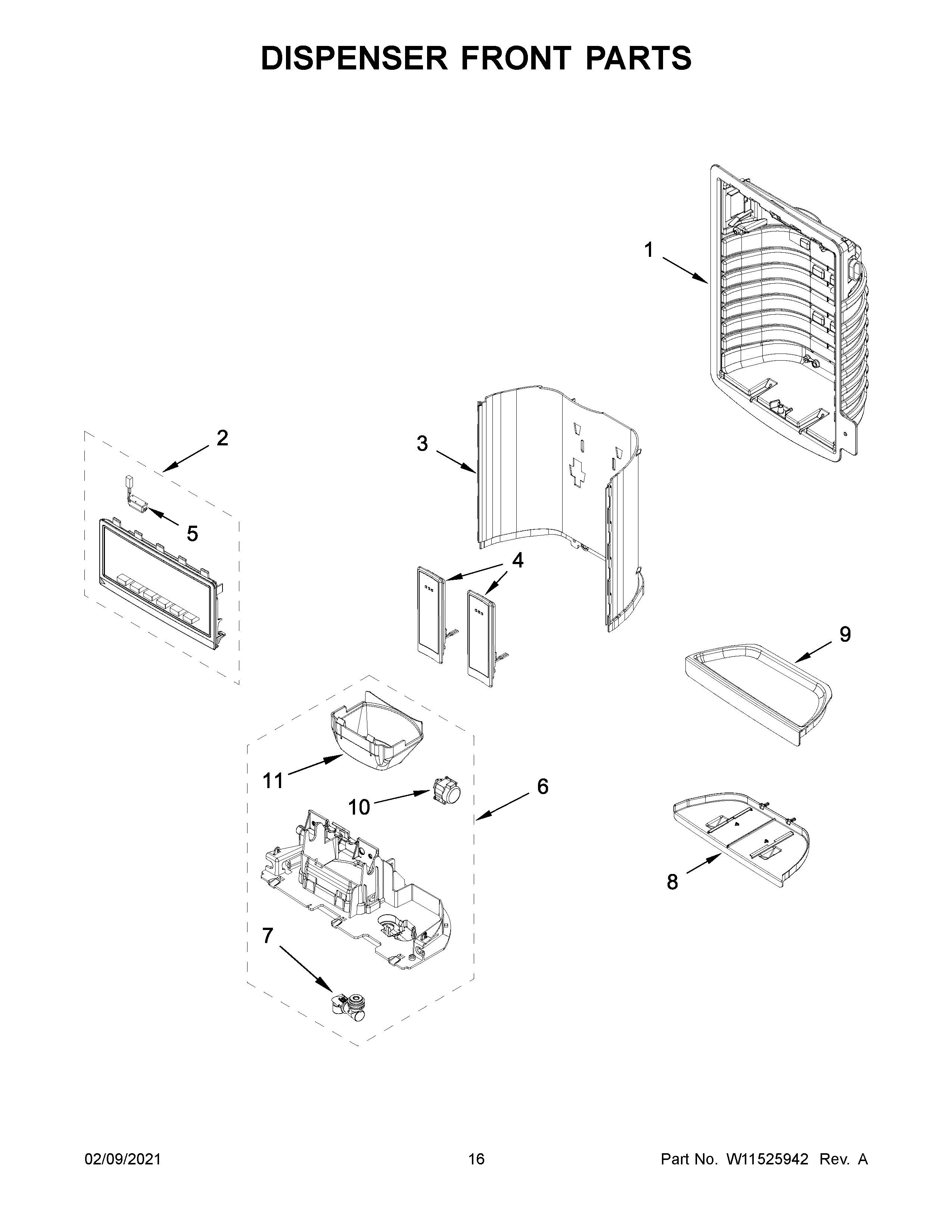 Dispenser front parts