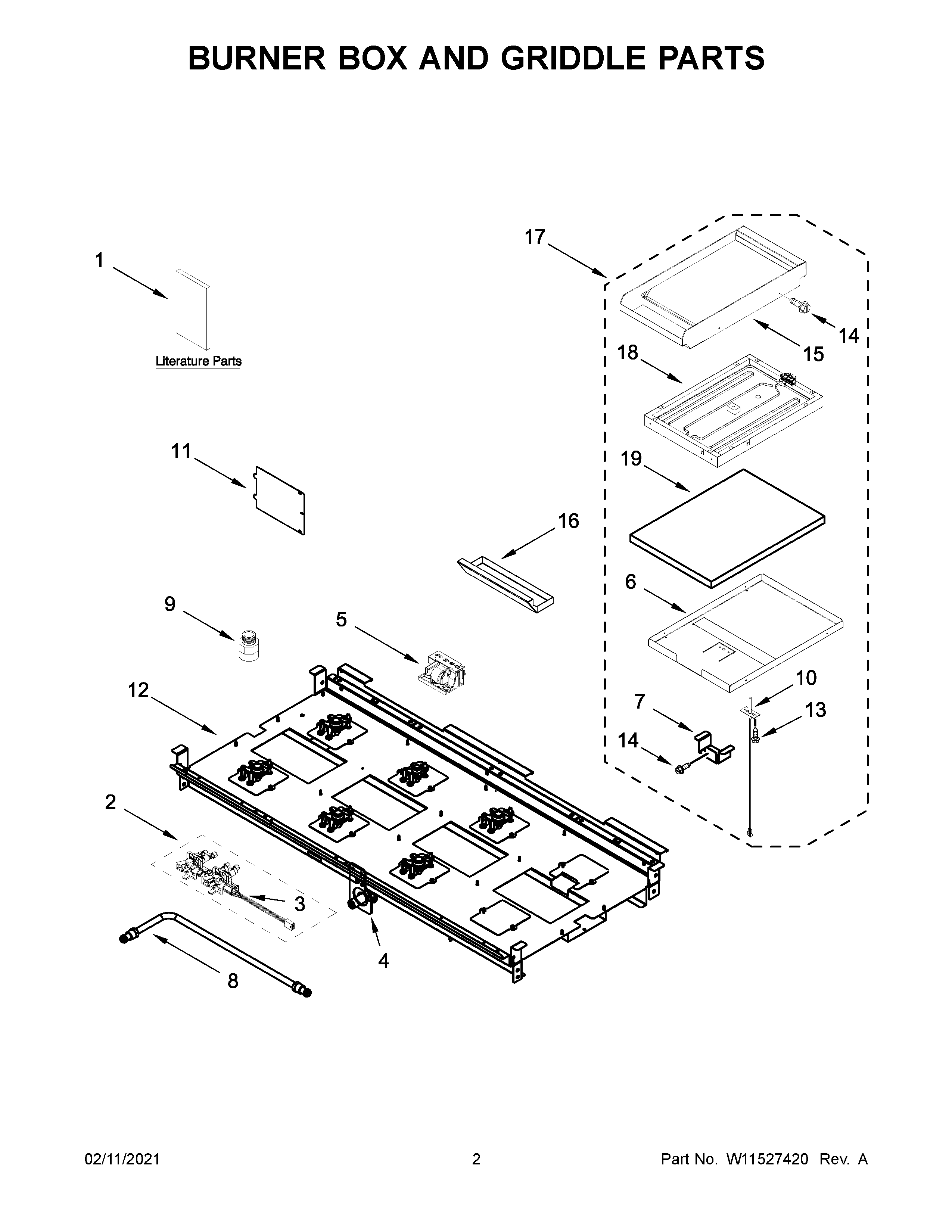 Burner box and griddle parts