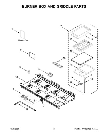 Burner box and griddle parts