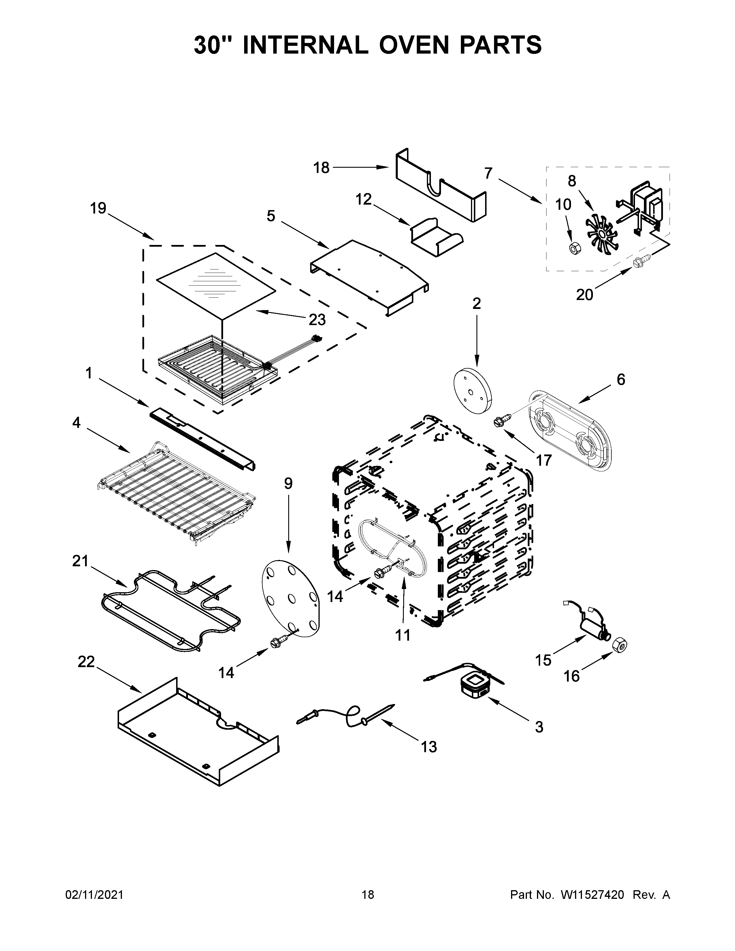 30" internal oven parts