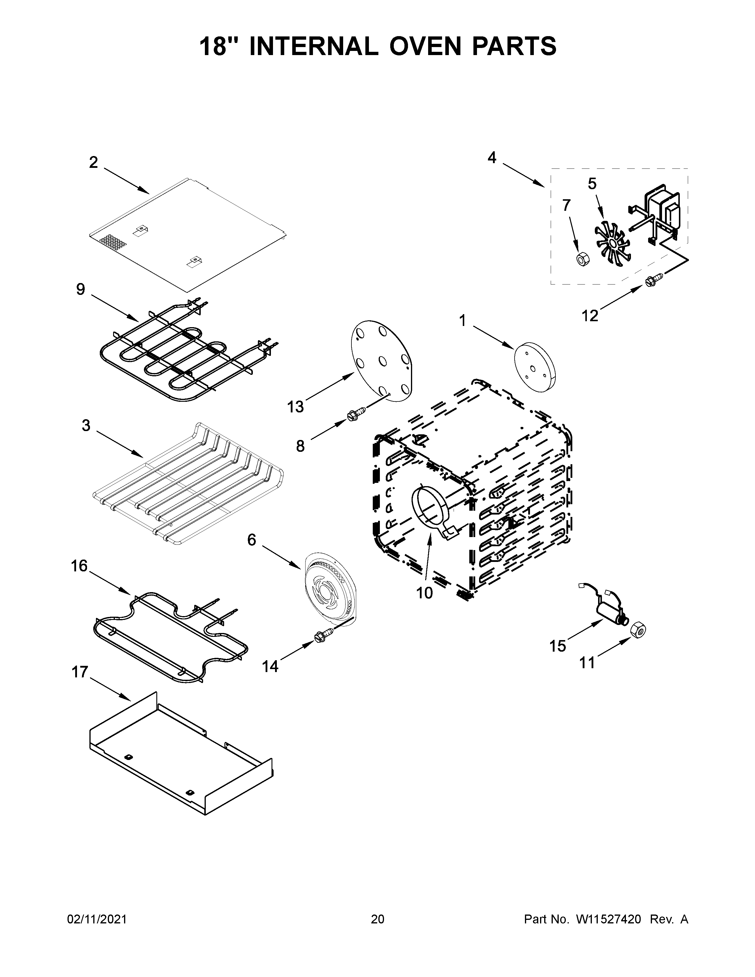 18" internal oven parts