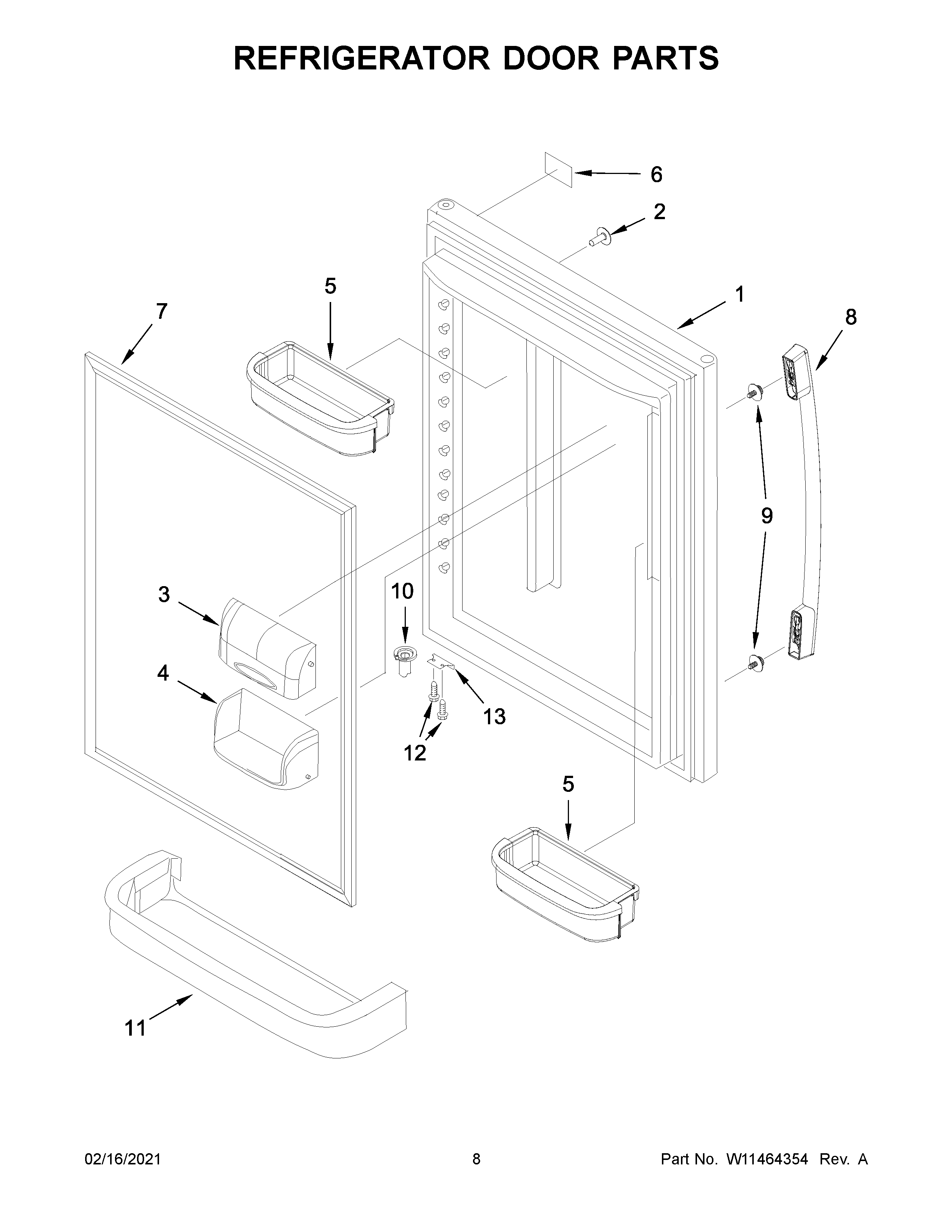 Refrigerator door parts