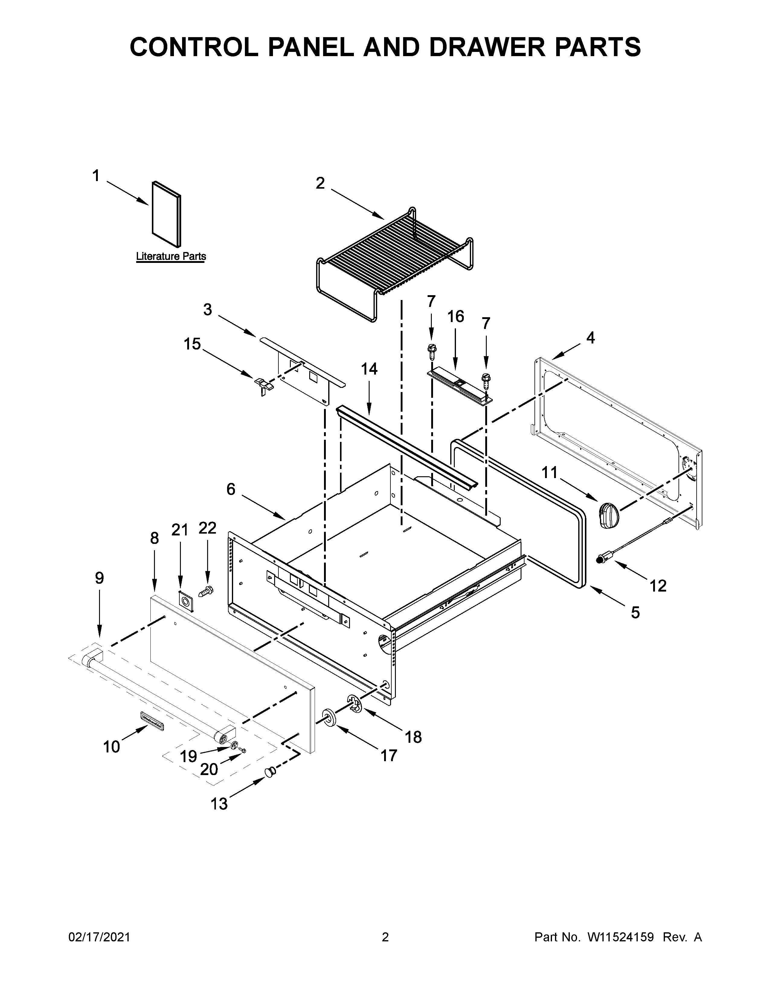 Control panel and drawer parts