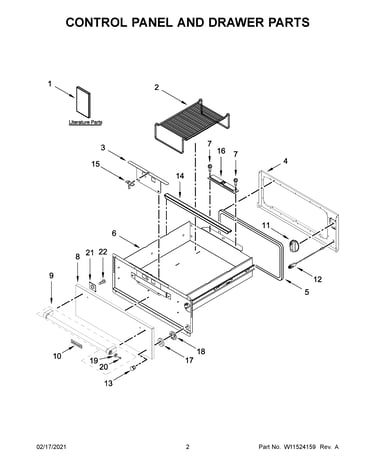 Control panel and drawer parts