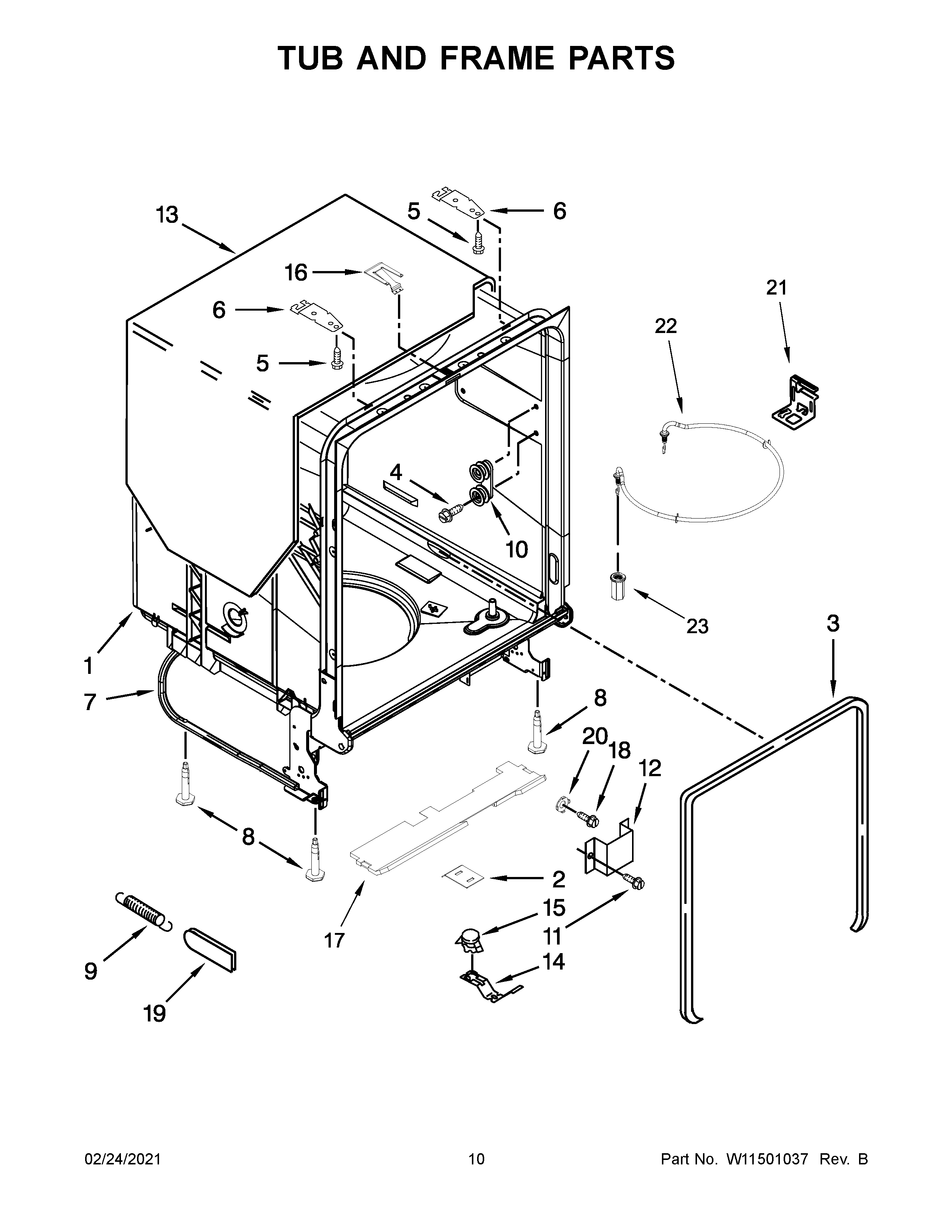 Tub and frame parts