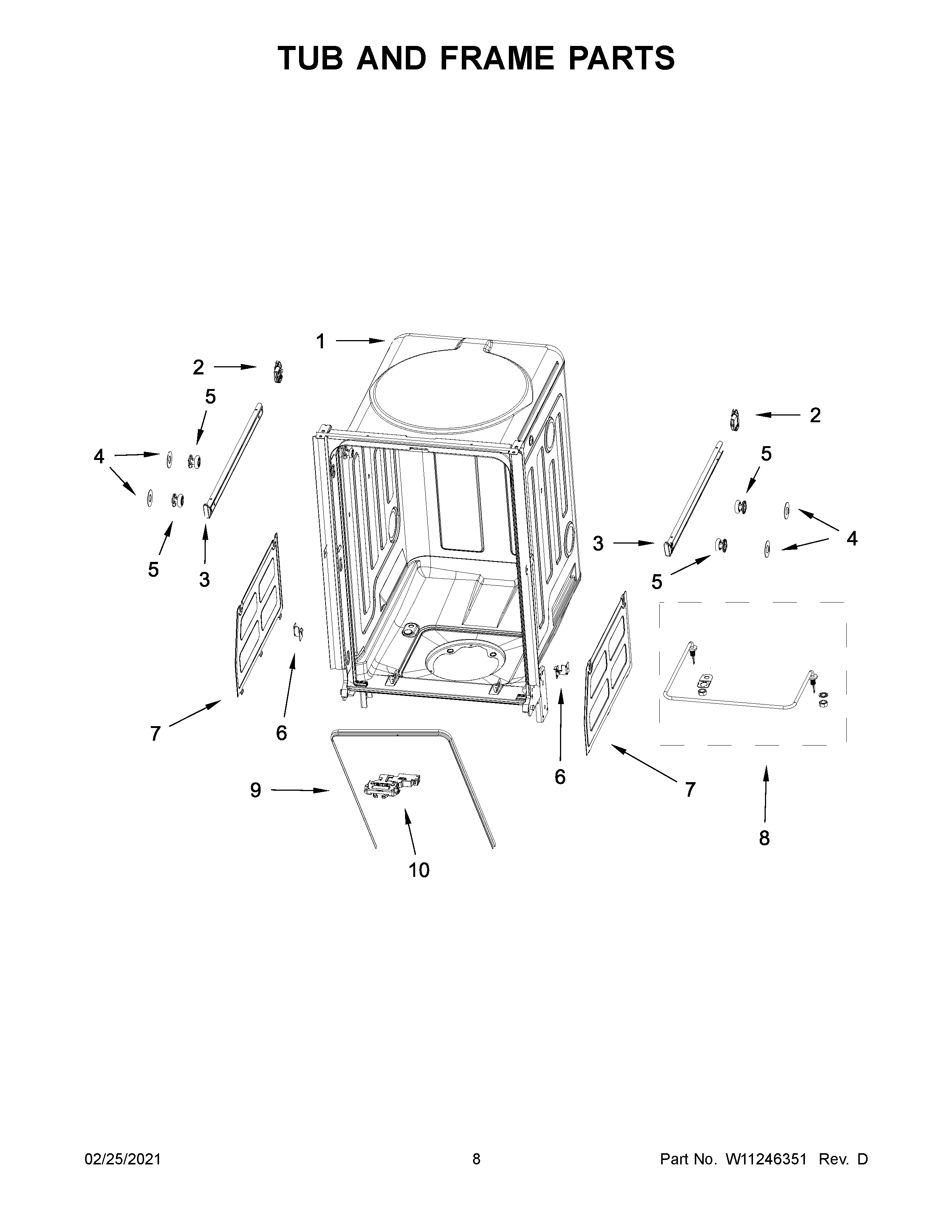 Tub and frame parts