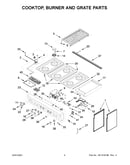 Cooktop, burner and grate parts