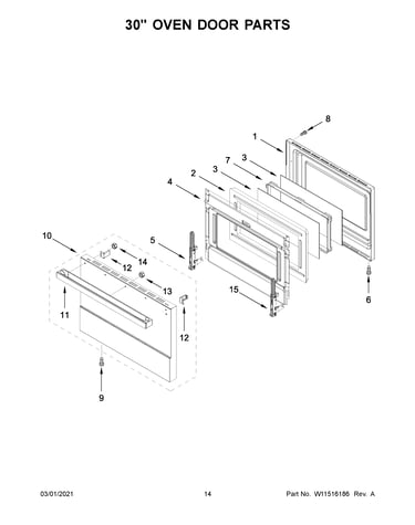 30" oven door parts