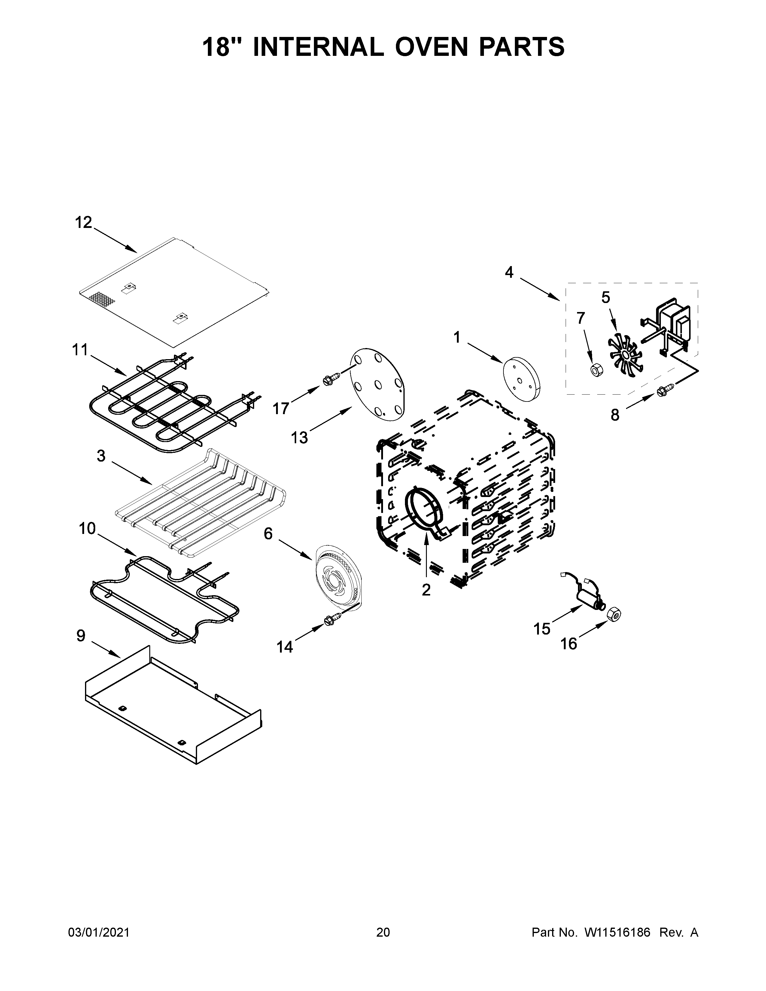 18" internal oven parts