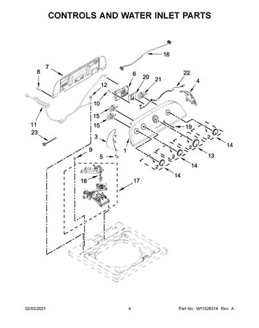 Controls and water inlet parts