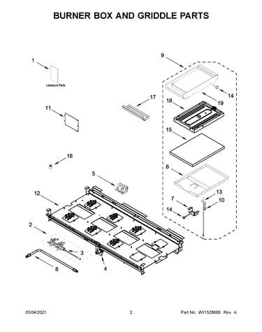Burner box and griddle parts