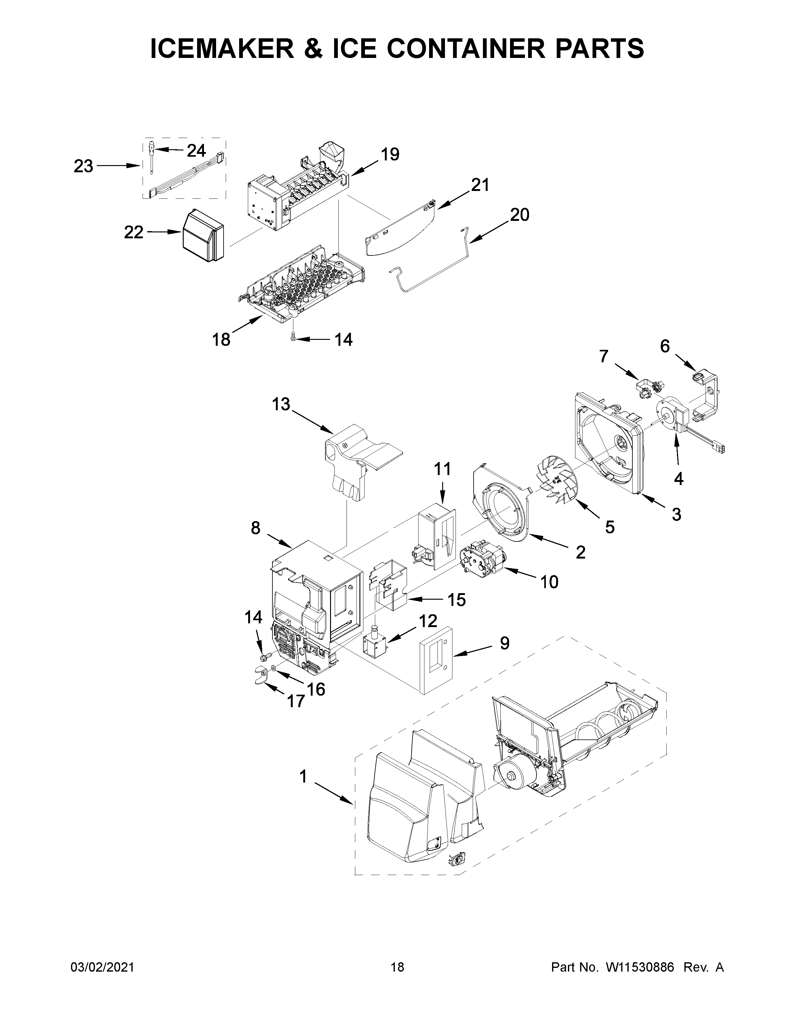 ICEMAKER & ICE CONTAINER PARTS