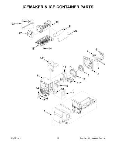 Icemaker & ice container parts
