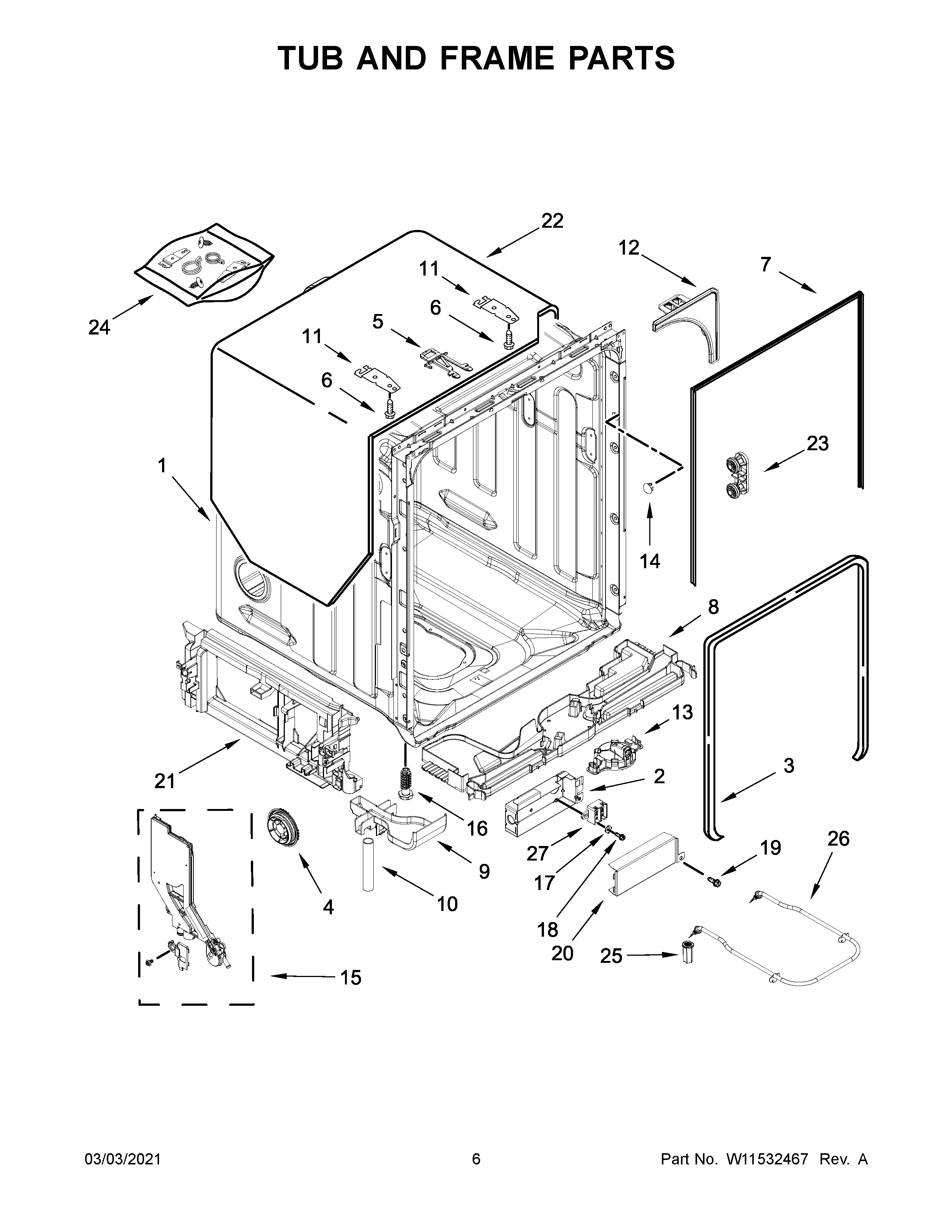 Tub and frame parts