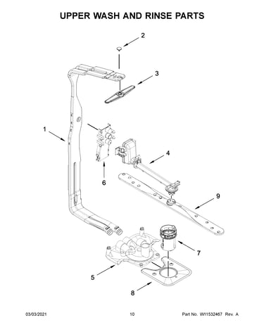 Upper wash and rinse parts
