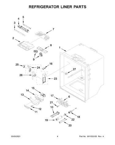Refrigerator liner parts