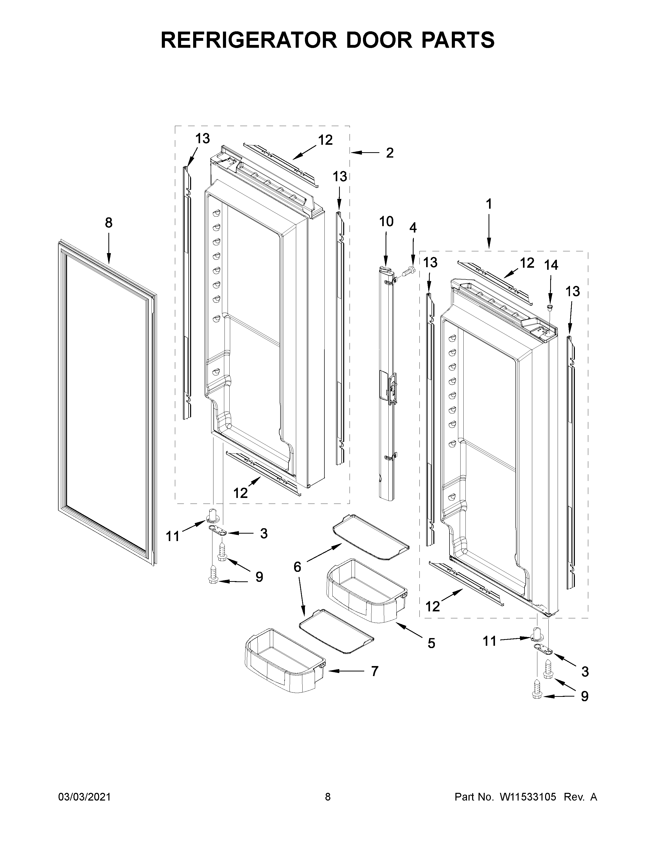 Refrigerator door parts