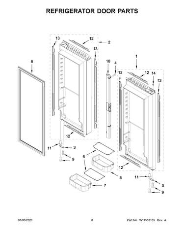Refrigerator door parts