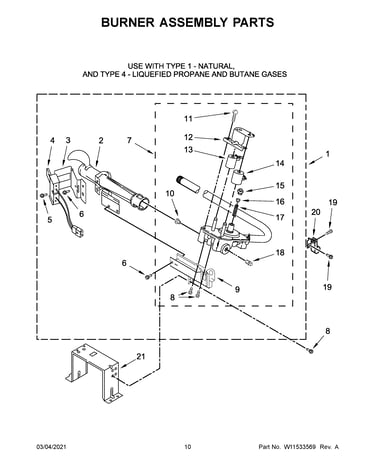 Burner assembly parts