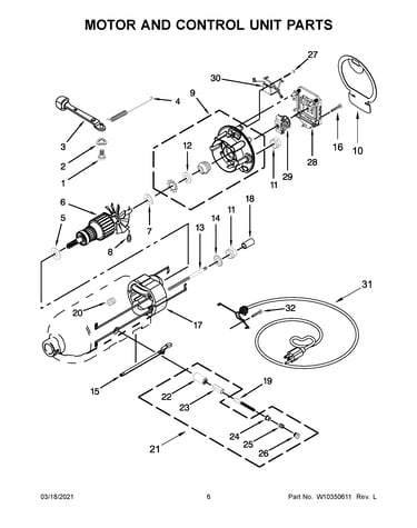 Motor and control unit parts