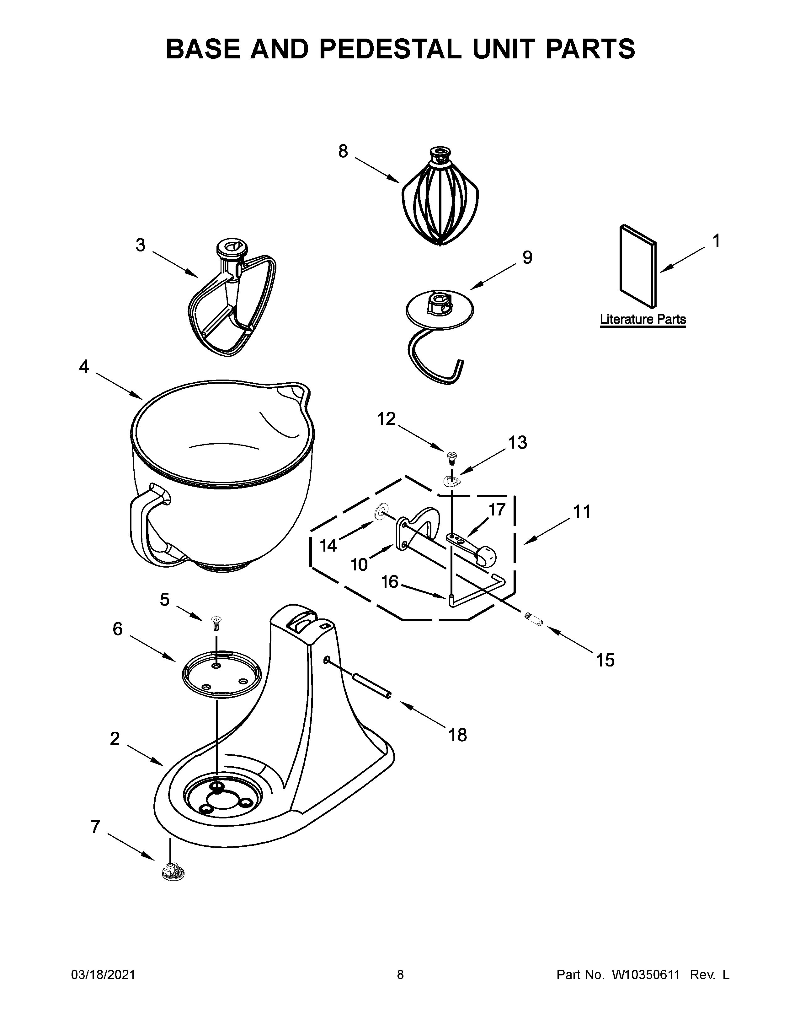 Base and pedestal unit parts