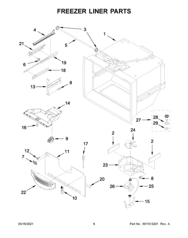 Freezer liner parts