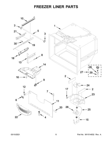 Freezer liner parts