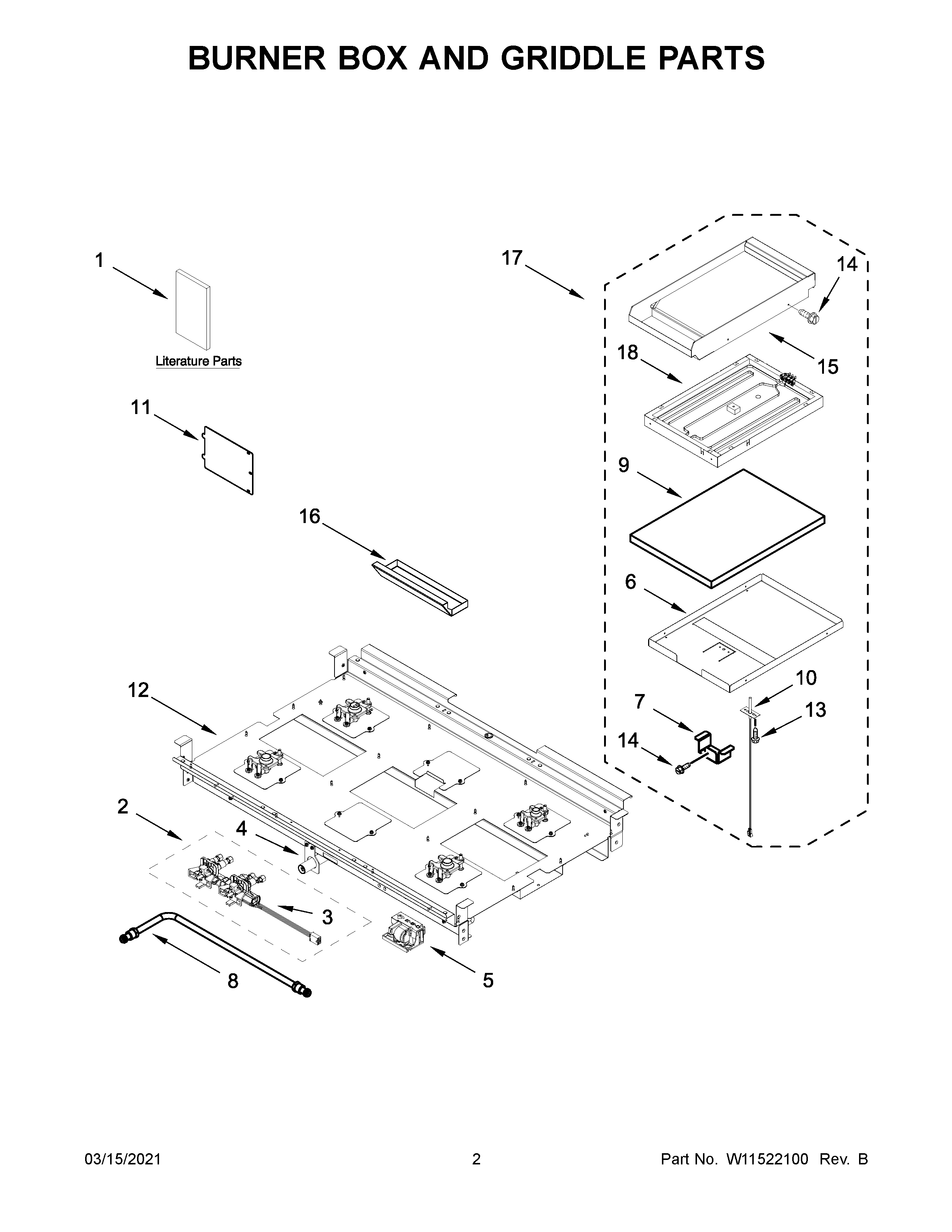 Burner box and griddle parts