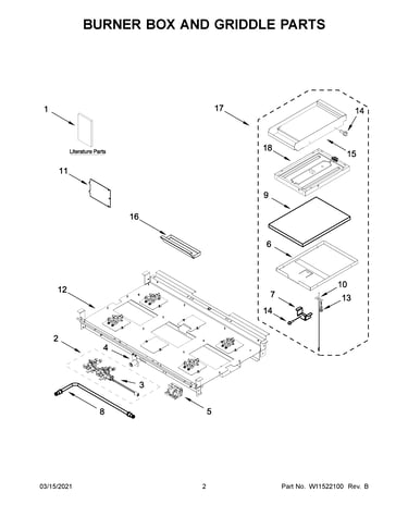Burner box and griddle parts