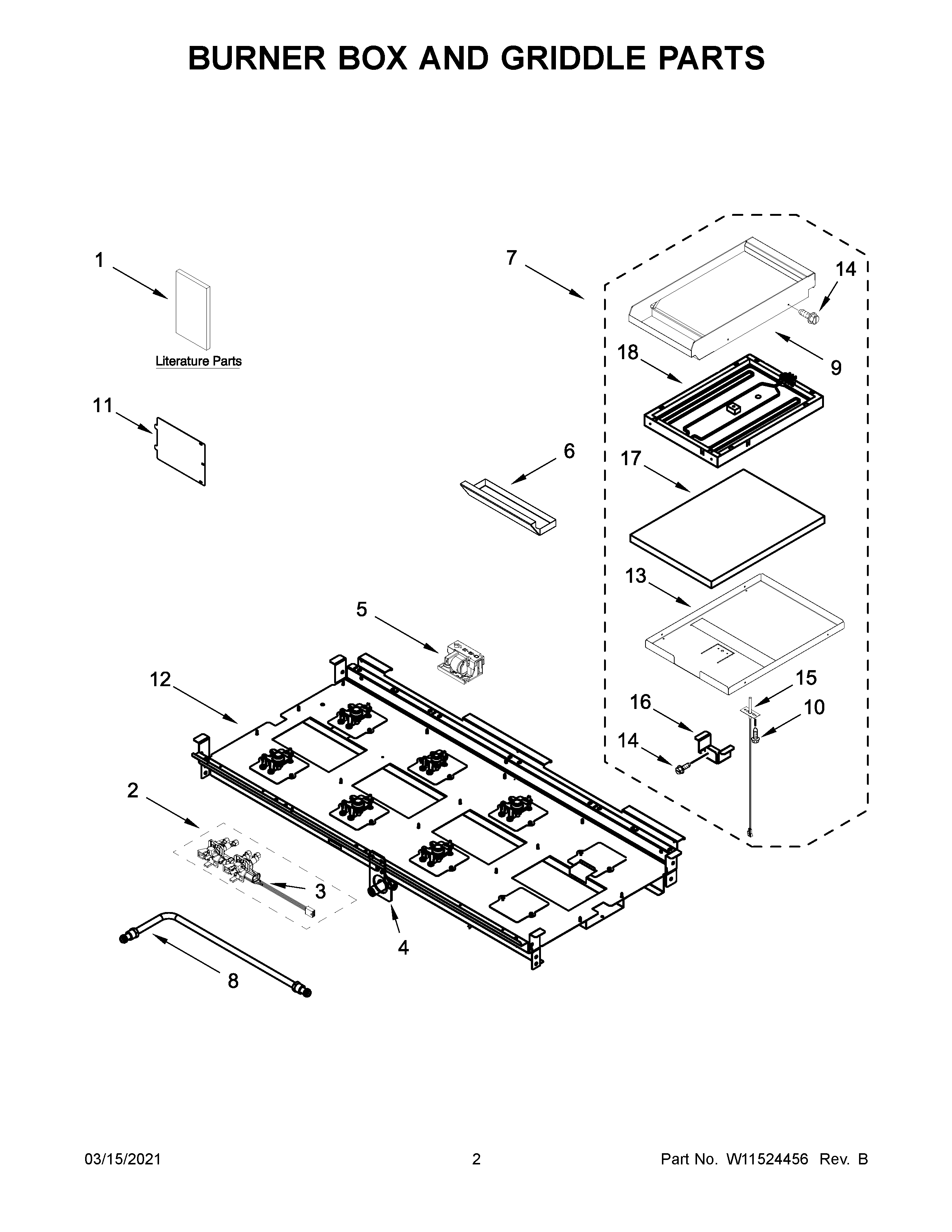 Burner box and griddle parts