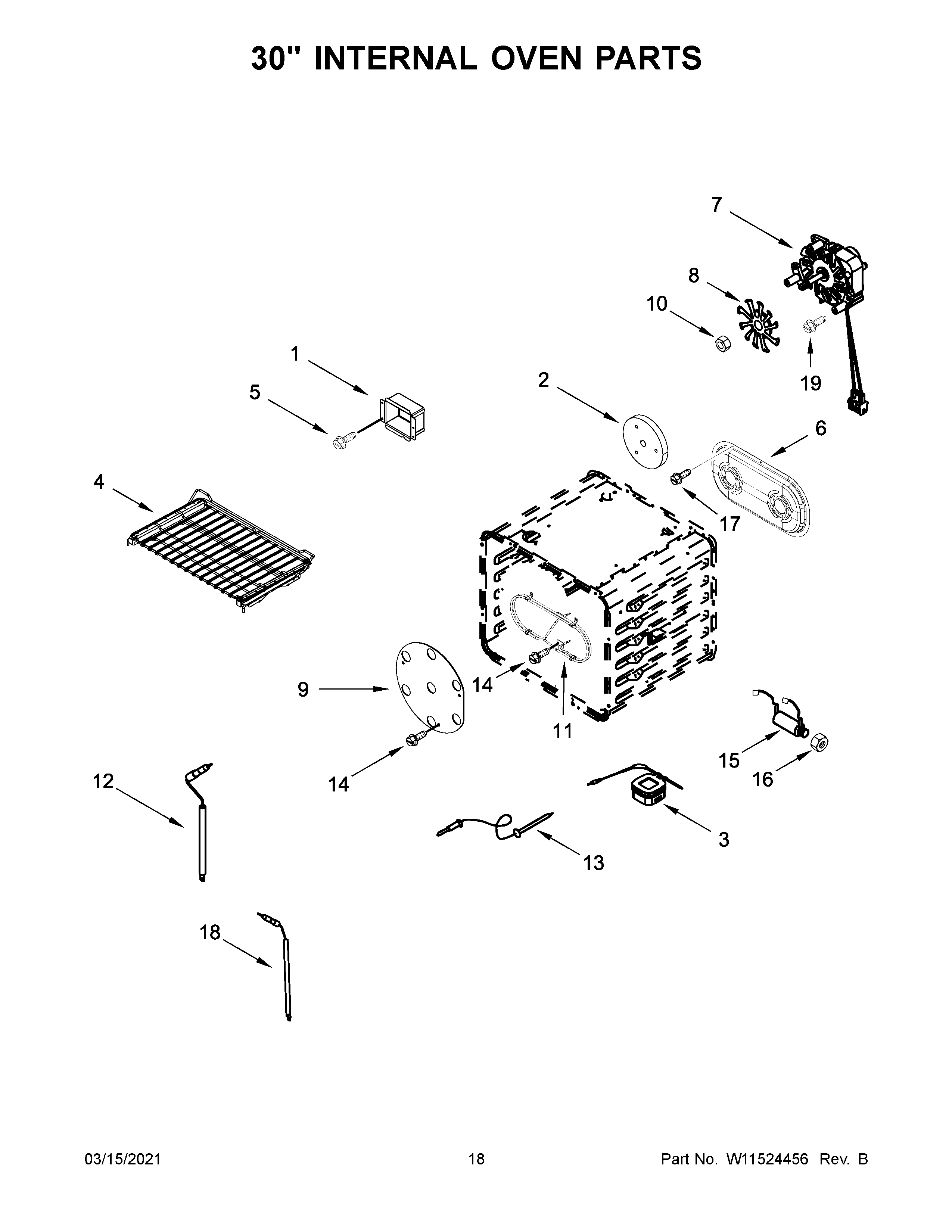 30" internal oven parts
