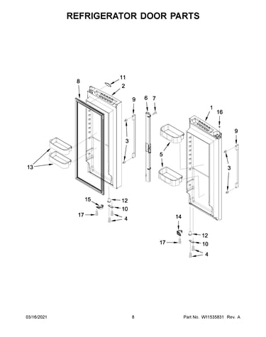 Refrigerator door parts