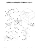 Freezer liner and icemaker parts