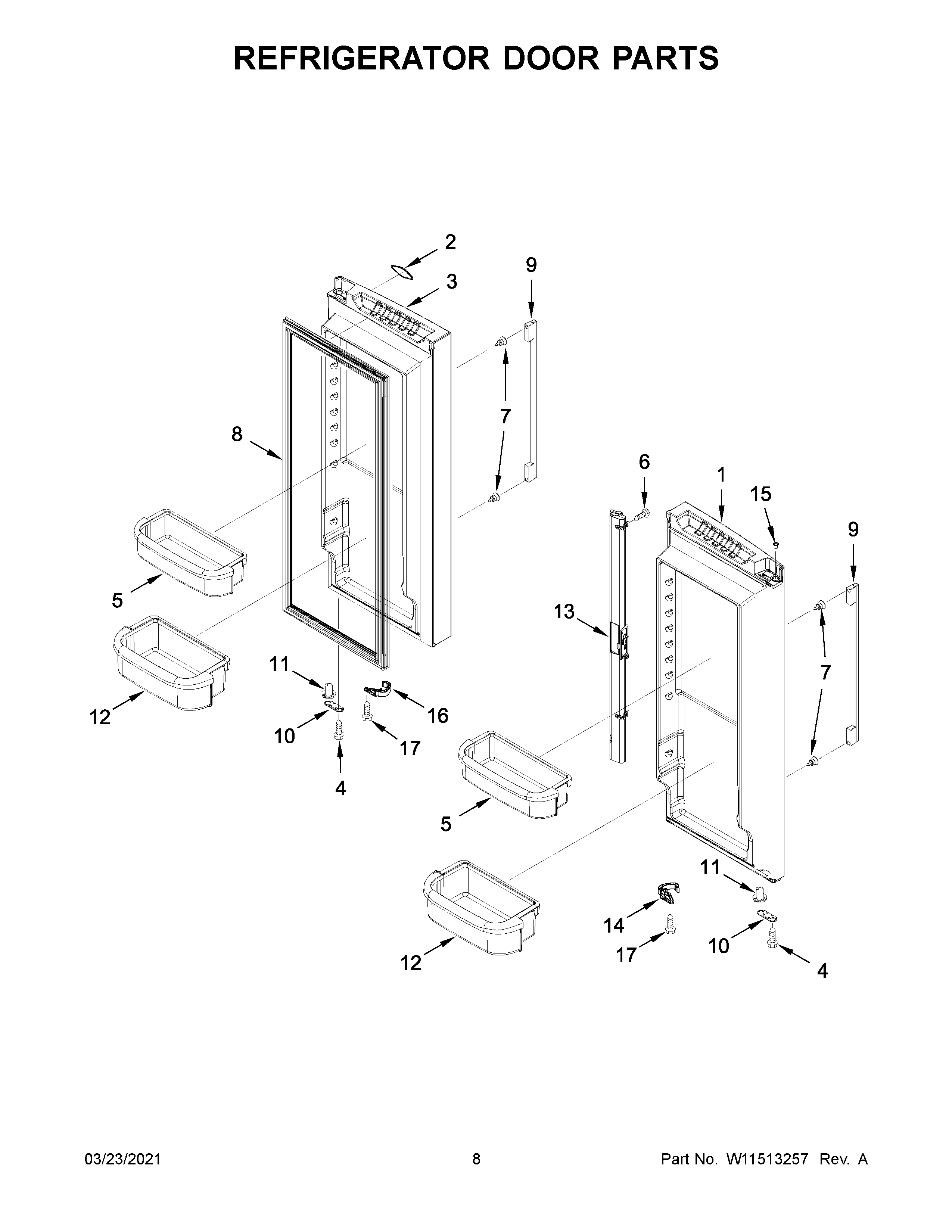 Refrigerator door parts