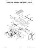 Cooktop, burner and grate parts