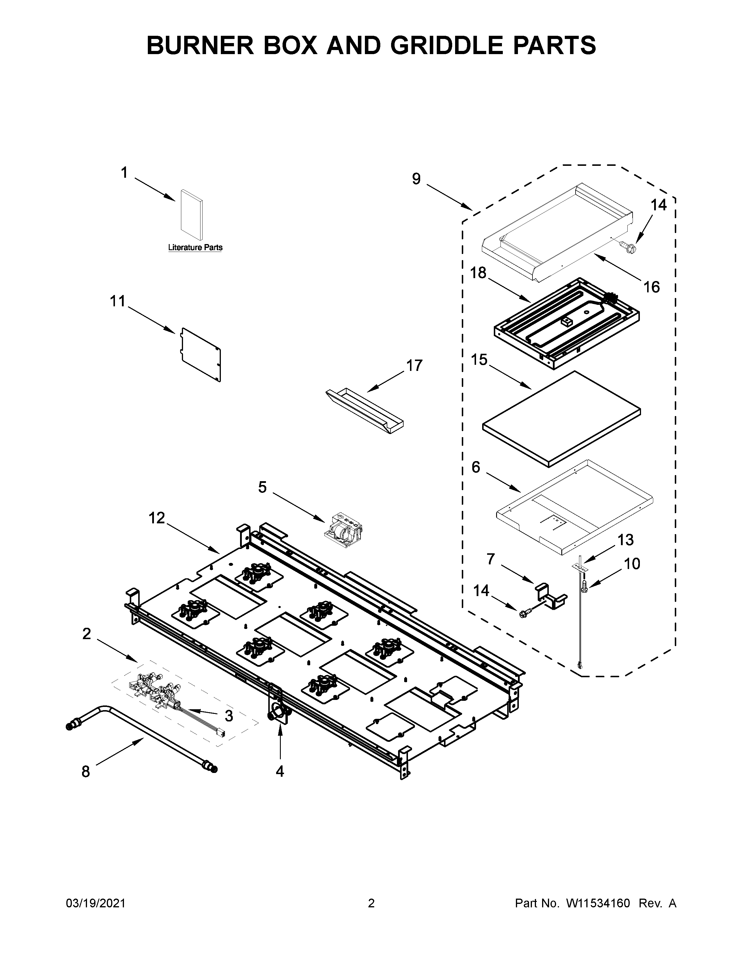 Burner box and griddle parts