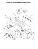Cooktop, burner and grate parts