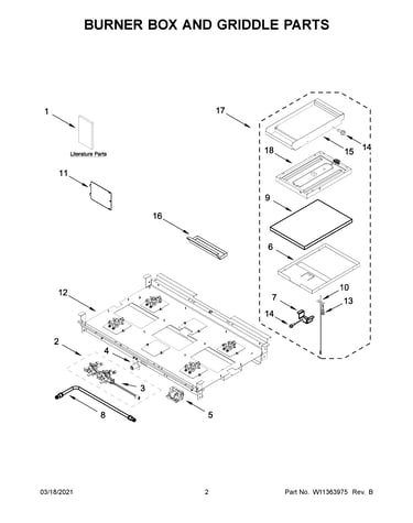 Burner box and griddle parts
