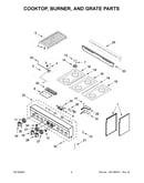 Cooktop, burner, and grate parts