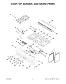 Cooktop, burner, and grate parts
