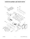 Cooktop, burner, and grate parts