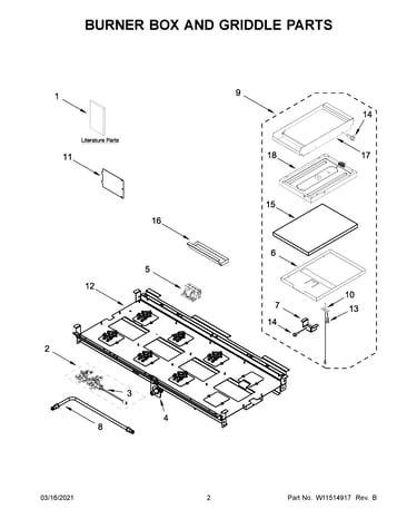 Burner box and griddle parts