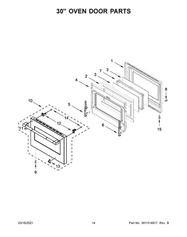 30" oven door parts