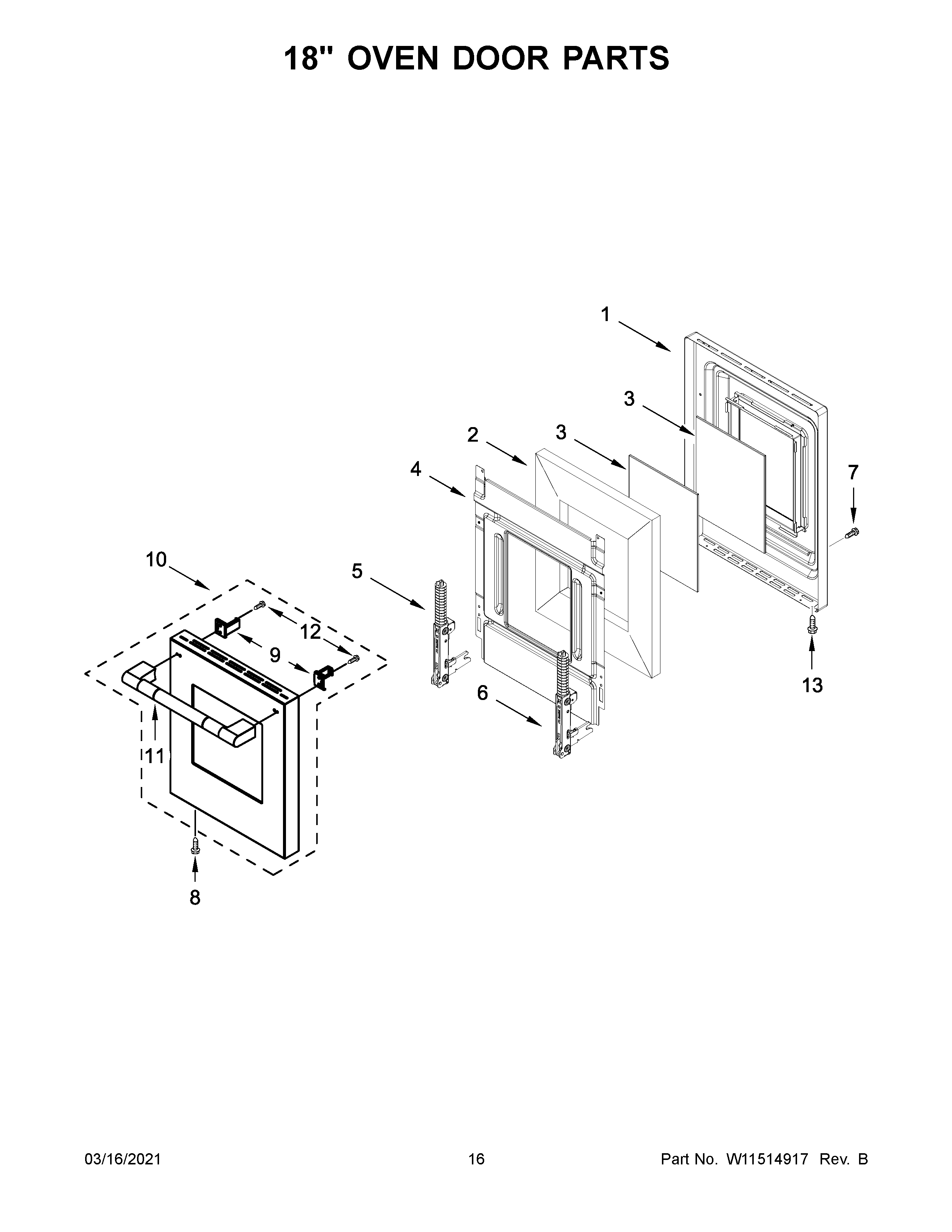 18" OVEN DOOR PARTS