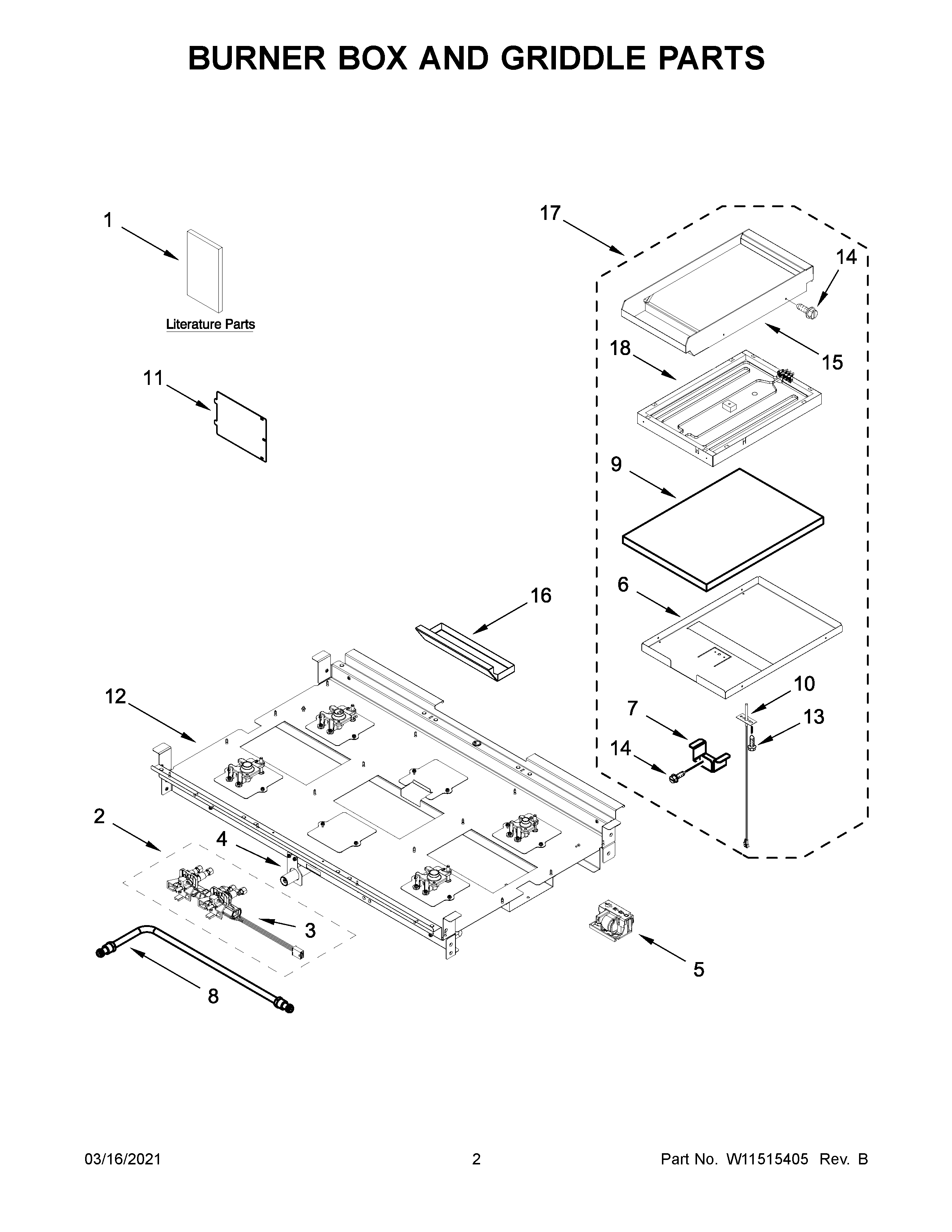 Burner box and griddle parts