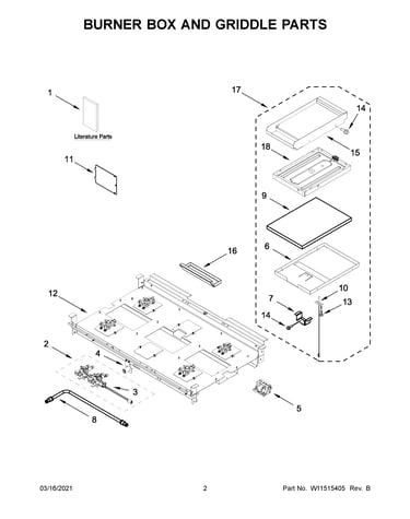 Burner box and griddle parts