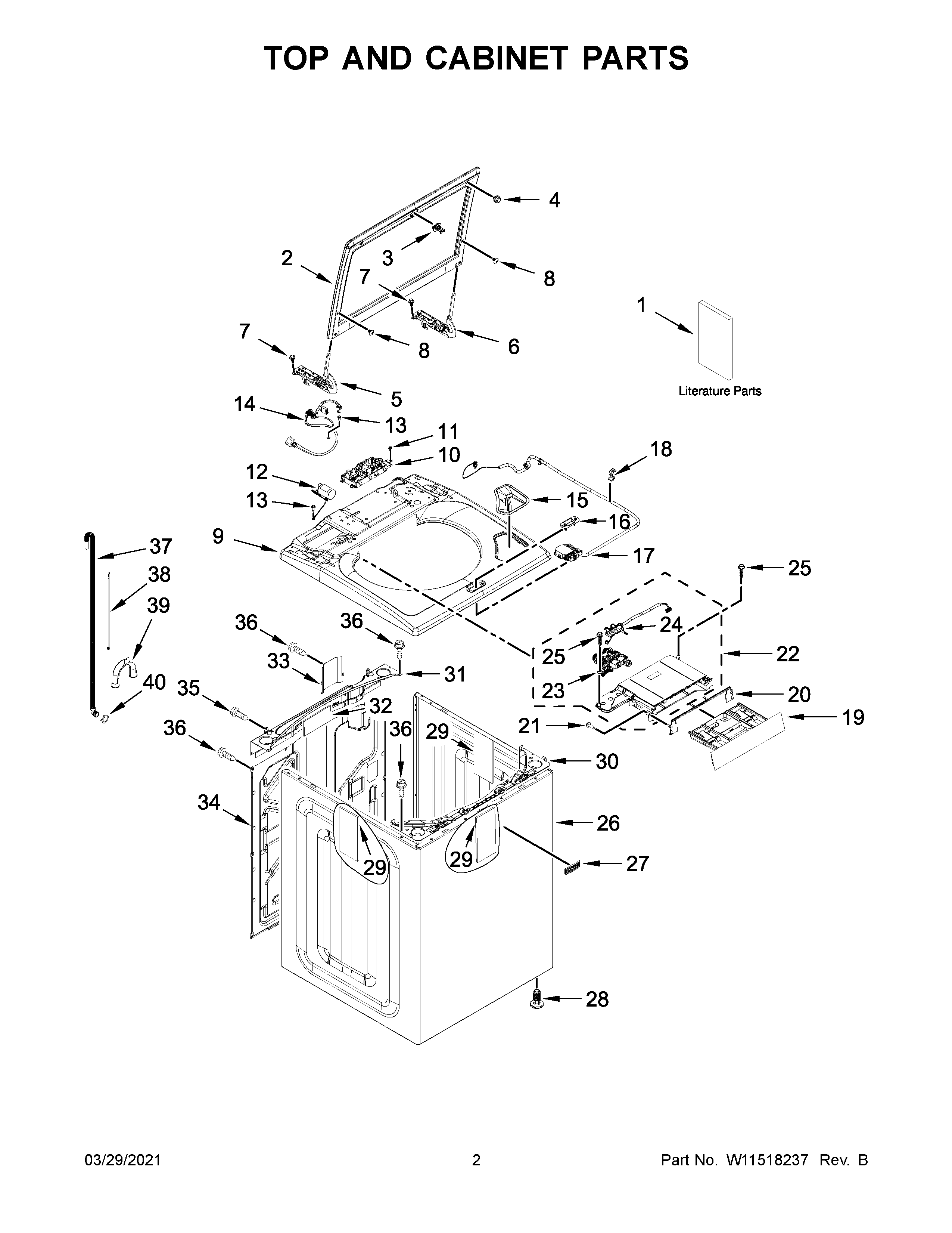 Top and cabinet parts