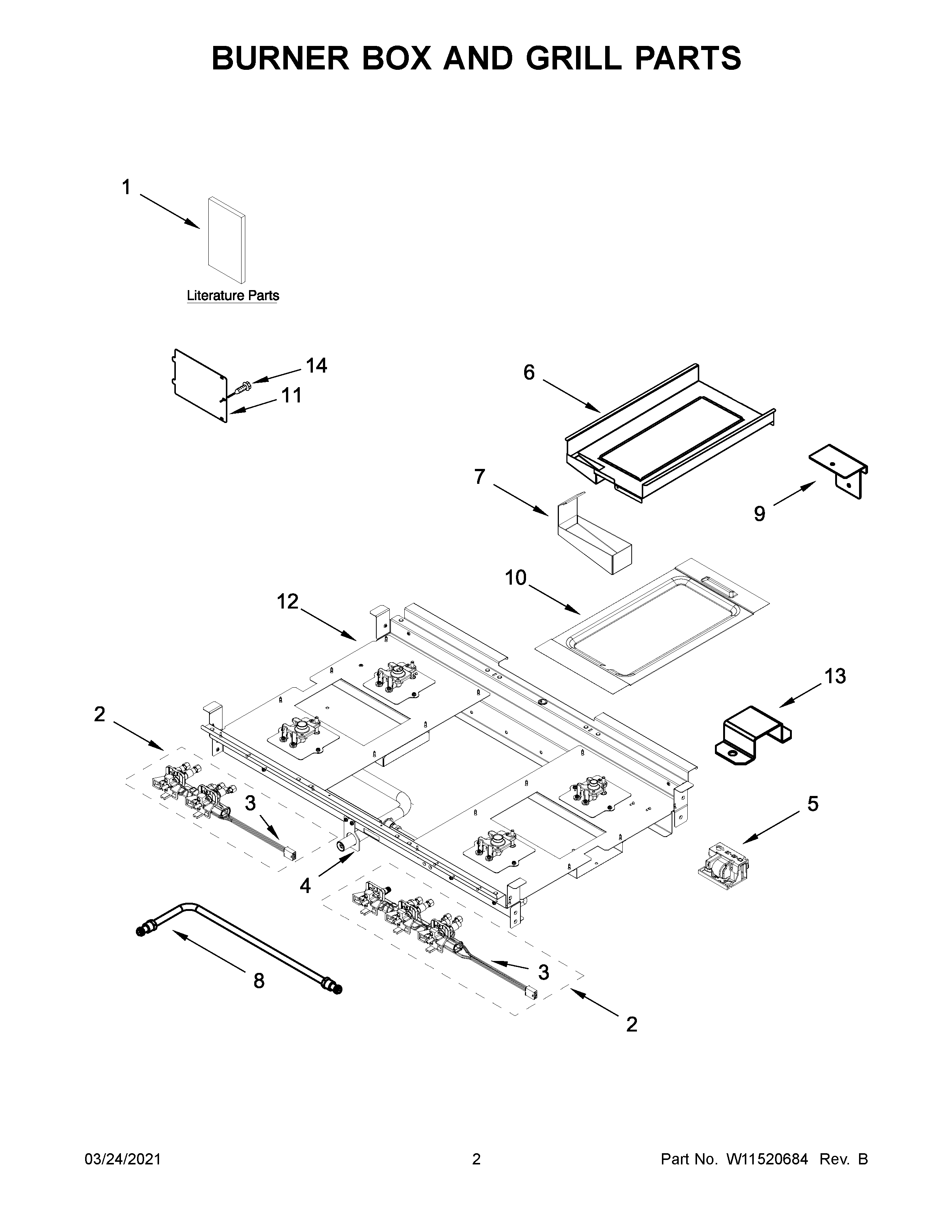 Burner box and grill parts