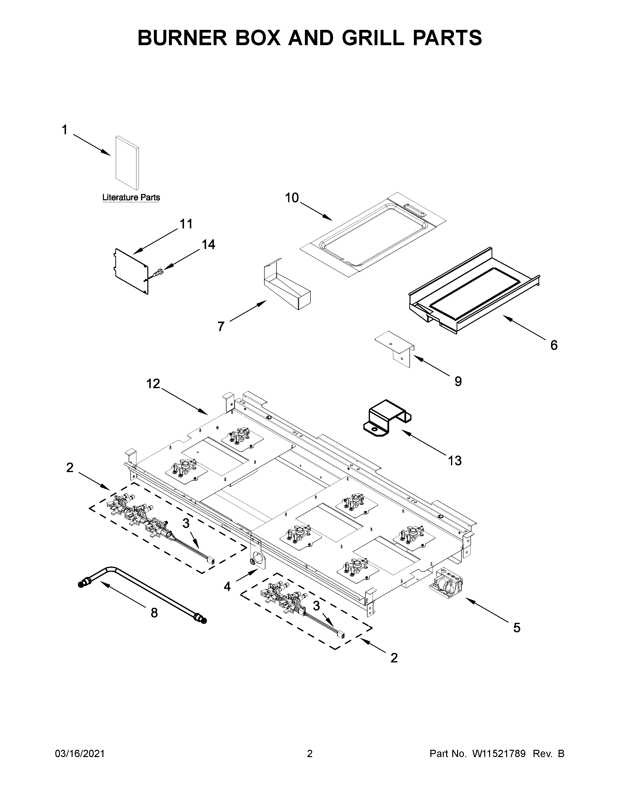 Burner box and grill parts