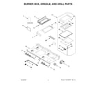 Jenn-Air JGRP748HL00 burner box, griddle, and grill parts diagram